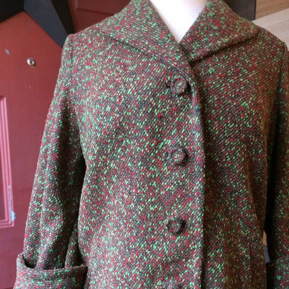 Vintage 2 PC. Tweed Suit, Red, Green, Black - Picture 4 of 8
